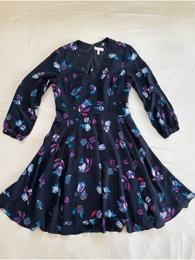 Rebecca Taylor Silk Floral Dress – Size 2 (Blue / White / Purple)